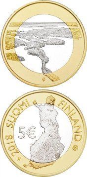 Монета Фінляндія 5 євро 2018 &laquo;Пейзажі - Хребет Пункахарью&raquo; UNC М09531 фото