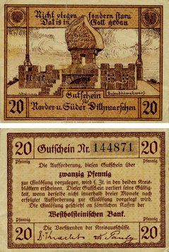 Banknote Germany Notgeld 20 pfennigs 1921 F-VF Hanover Variety