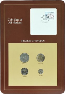 Швеція Набір монет 1984-1989 UNC 10, 50 ері 1, 5 крон і 1 марка Буклет М10752 фото