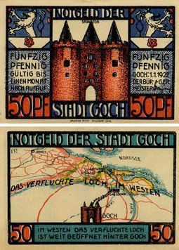 Banknote Germany Notgeld 50 pfennig 1922 F-VF Hoch Variety 2