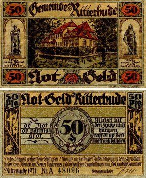 Banknote Germany Notgeld 50 pfennig 1921 F-VF Ritterhude