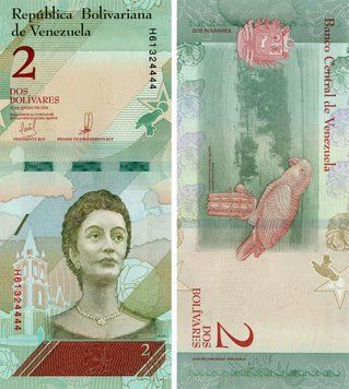 Банкнота Венесуэла 2 боливара 2018 UNC Попугай (P101) Б10351 фото