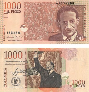 Colombia 1000 pesos 2015 UNC (P456)