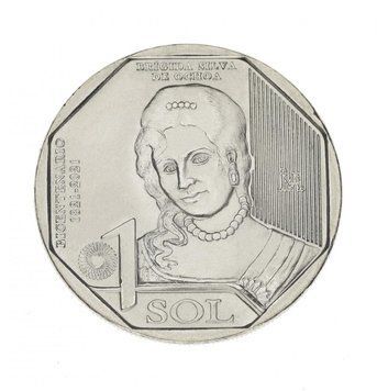 Монета Перу 1 сіль 2020 UNC 200 років Незалежності - Бригида Сілва де Очоа М15589 фото