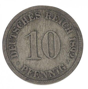 Germany 10 pfennigs 1892 F-VF Out of circulation