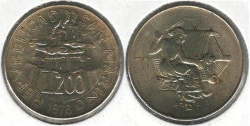 Сан-Марино 200 лір 1978 VF (KM#83) М02416 фото