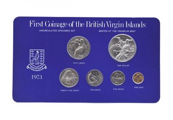 British Virgin Islands Set of 6 Coins 1973 UNC 1, 5, 10, 25, 50 Cents, 1 Dollar Birds Souvenir