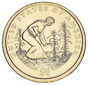 Монета США 1 долар 2009 P UNC Сакагавея Корінні американці Посадка культур (KM#467) М01348 фото