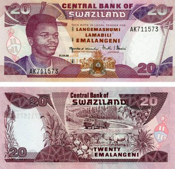 Swaziland 20 Lilangeni 1998 UNC (P25c)