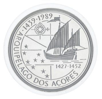 Coin Portugal 100 Escudos 1989 Silver Proof Ship Sailboat Discovery of the Azores (Ag 925, 21 grams)