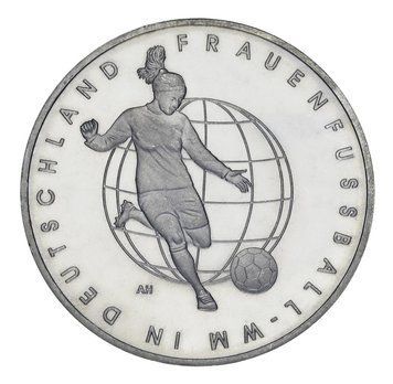 Монета Німеччина 10 євро 2011 UNC Чемпіонат світу з футболу серед жінок М08650 фото
