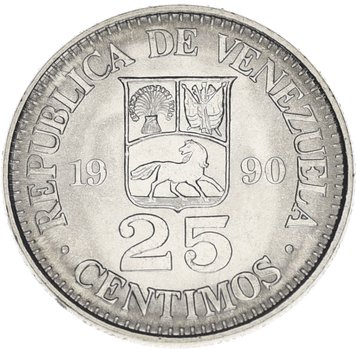 Venezuela 25 Sentim 1990 AU-UNC