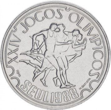 Portugal 250 escudos 1988 Seoul Olympics AU-UNC (KM # 643)