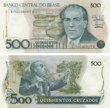 Brazil 500 Cruzados 1988 UNC (P212d)