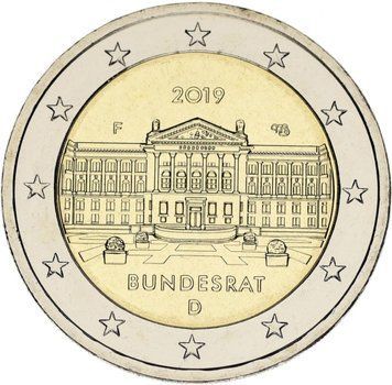 Монета Німеччина 2 євро 2019 Біметал UNC F Бундесрат М12161 фото