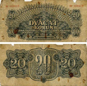 Банкнота Чехословаччина 20 крон 1944 G-VG Б19036 фото