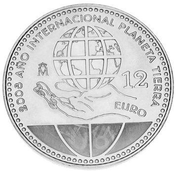 Монета Іспанія 12 євро 2008 року &laquo;Планета Земля&raquo; Срібло UNC (KM#1195) М04876 фото