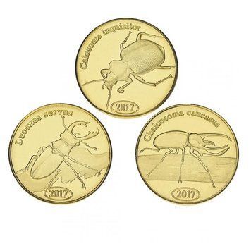 Набір медалейПівнічна Суматра набір з 3 монет по 500 рупій 2017 UNC &laquo;Жуки&raquo; М06373 фото