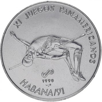 Cuba 1 peso 1990 Havana Pan American Games 1991 - High Jump UNC (KM # 310)