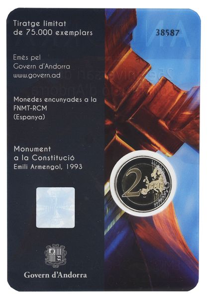 Andorra 2 euro 2018 "25th Anniversary of the Constitution of Andorra" UNC Souvenir