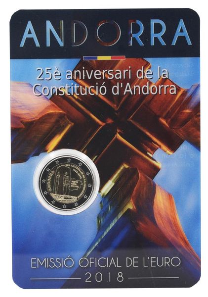 Andorra 2 euro 2018 "25th Anniversary of the Constitution of Andorra" UNC Souvenir