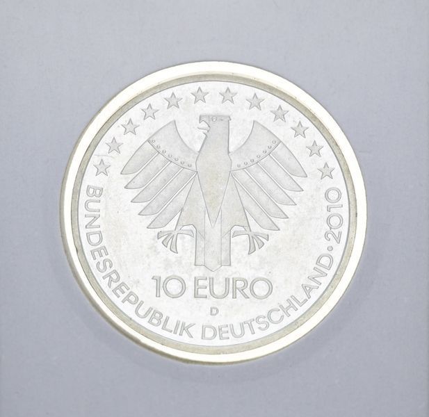 Германия 10 евро 2010 &laquo;100 лет немецкой железной дороге&raquo; Серебро UNC М10922 фото