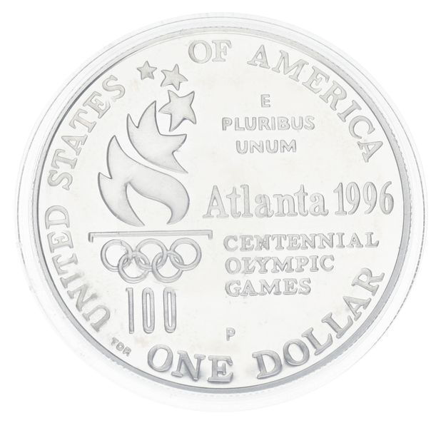 Монета США 1 долар 1996 Срібло P Proof XXVI літні Олімпійські ігри в Атланті - Теніс М23325 фото