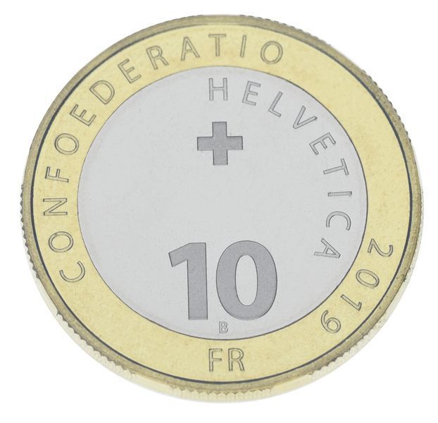 Монета Швейцария 10 франков 2019 Биметалл UNC Фауна Швейцарии - Косуля М16745 фото