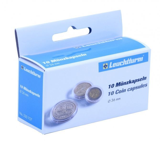 Капсулы для монет 36 мм. (10 штук) Leuchtturm А16328 фото