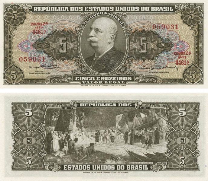 Brazil 5 Cruzeiro 1964 UNC (P176d)