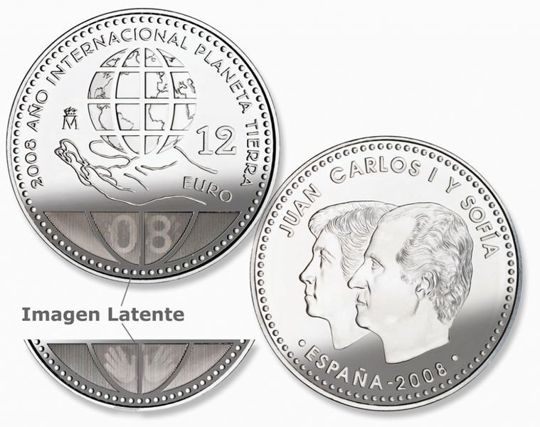 Монета Іспанія 12 євро 2008 року &laquo;Планета Земля&raquo; Срібло UNC (KM#1195) М04876 фото