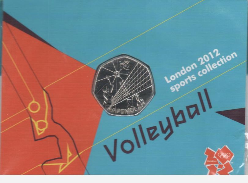 United Kingdom 50 pence 2011 Olympics 2012 - Volleyball UNC blister (KM # 1181)