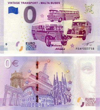 Банкнота Мальта 0 ЄВРО 2019 &laquo;Вантажний транспорт - Автобуси Мальти&raquo; UNC Б13618 фото