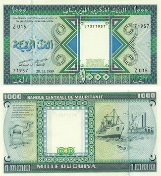 Мавританія 1000 угий 1989 UNC Верблюд (P7A) Б19136 фото