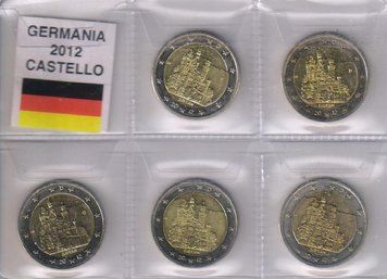 Набір монет Німеччина набір з 5 монет по 2 євро 2012 A, D, F, G, J &laquo;Баварія&raquo; UNC М07031 фото