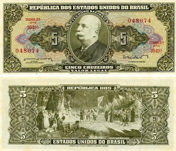 Банкнота Бразилия 5 крузейро 1962 AU-UNC (P176a) Б23564 фото