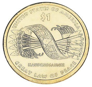 Монета США 1 долар 2010 P UNC Сакагавея Корінні американці Пояс Гайавата Стріли (KM#474) М01349 фото