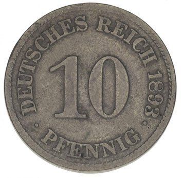 Germany 10 pfennigs 1893 F-VF Out of circulation