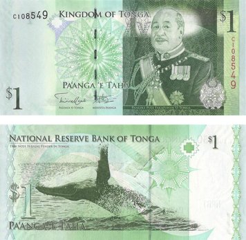 Тонга 1 паанга 2009 UNC Кит (P37) Б05673 фото