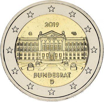 Німеччина 2 євро 2019 Біметал UNC G Бундесрат М12162 фото