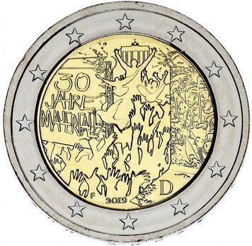 Німеччина 2 євро 2019 Біметал F Берлінська стіна UNC М12443 фото