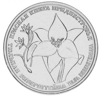 Монета Придністров'я 1 рубль 2019 Червона книга - Тюльпан Биберштейна UNC М15314 фото