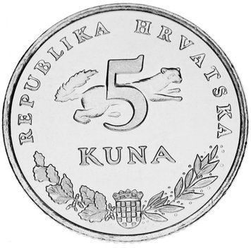 Хорватія 5 куна 2007 AU-UNC Ведмідь М14176 фото