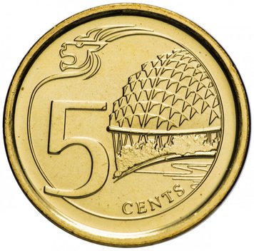 Singapore 5 cents 2013 "Theater Esplanade" UNC