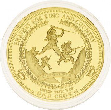 Тристан-да-Кунья 1 крона 2014 UNC Перша світова війна 2014-2018 - Щосили Позолота М14283 фото