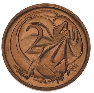 Australia 2 cents 1981-1984 VF-AU Frilled Lizard
