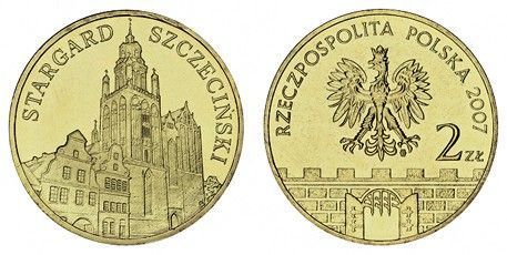 Монета Польща 2 злотих 2007 UNC Старгард-Щециньски (Y#613) М00558 фото