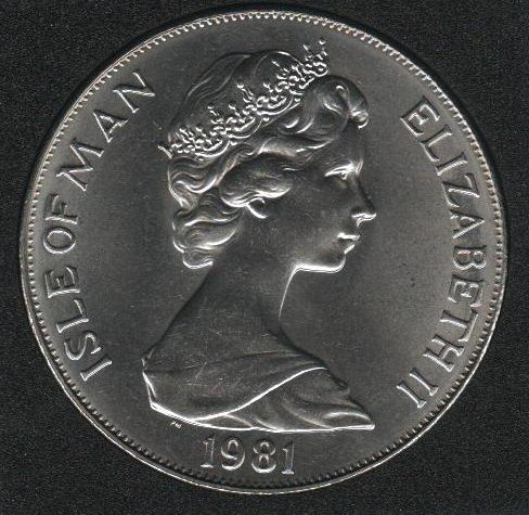 Монета Остров Мэн 1 крона 1981 &laquo;Награда графа Эдинбурга. Портрет&raquo; UNC (KM#73) М07876 фото