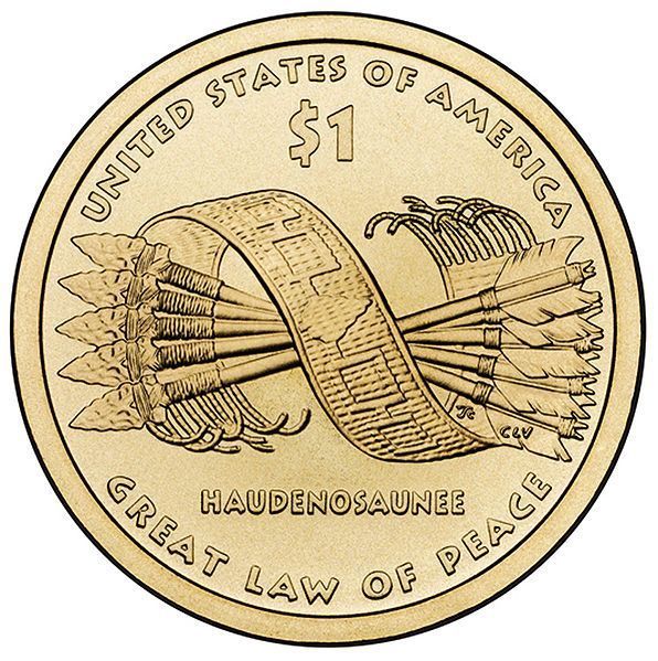 Монета США 1 долар 2010 P UNC Сакагавея Корінні американці Пояс Гайавата Стріли (KM#474) М01349 фото