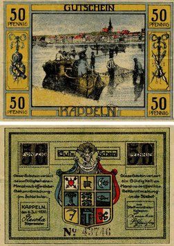 Banknote Germany Notgeld 50 pfennigs 1920 F-VF Kappeln